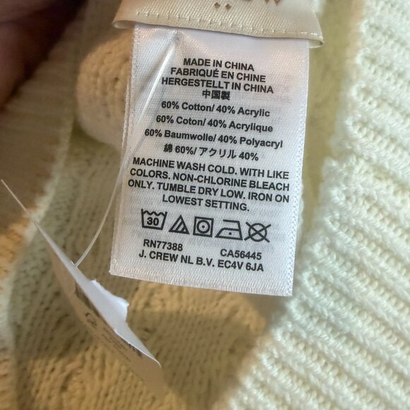 J. Crew Factory Cable-Knit Poncho Sweater • One Size • NWT • BW669 • White - Picture 7 of 8